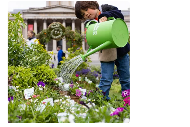 children-watering-plants